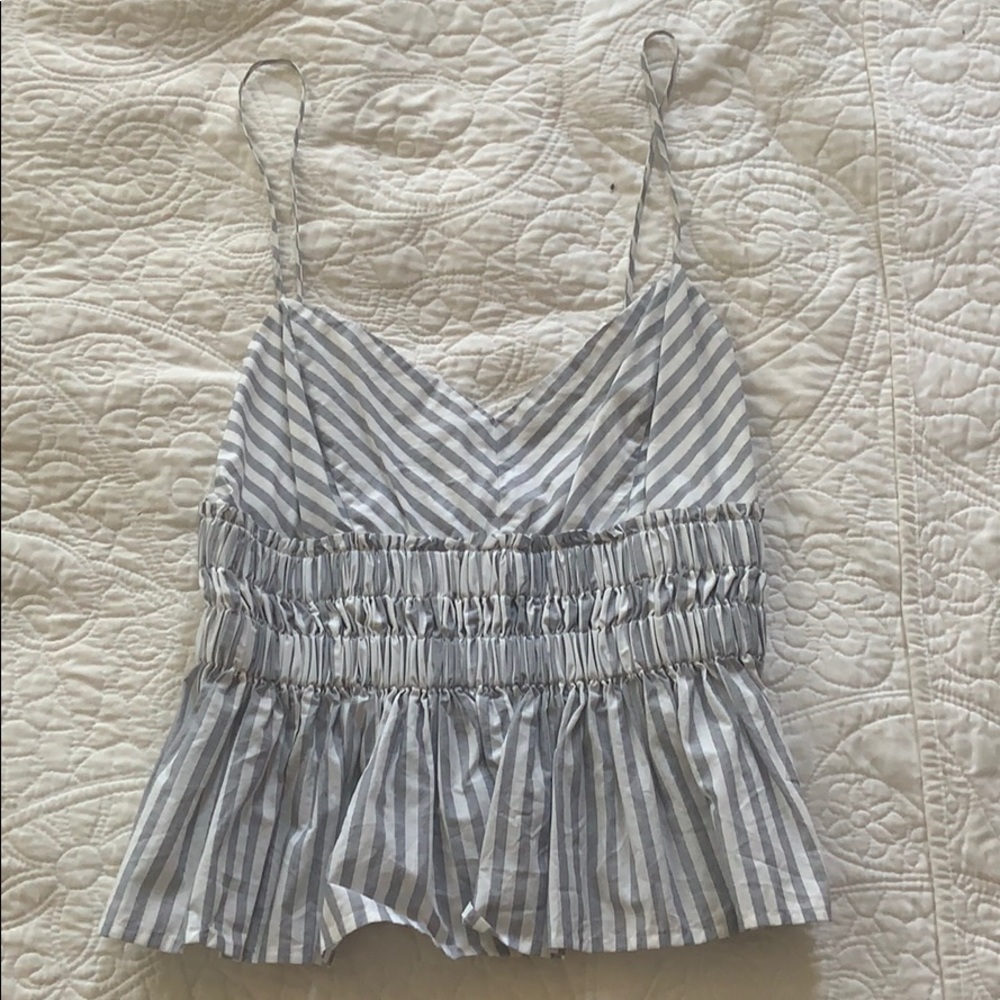 Express small pin-stripped peplum top